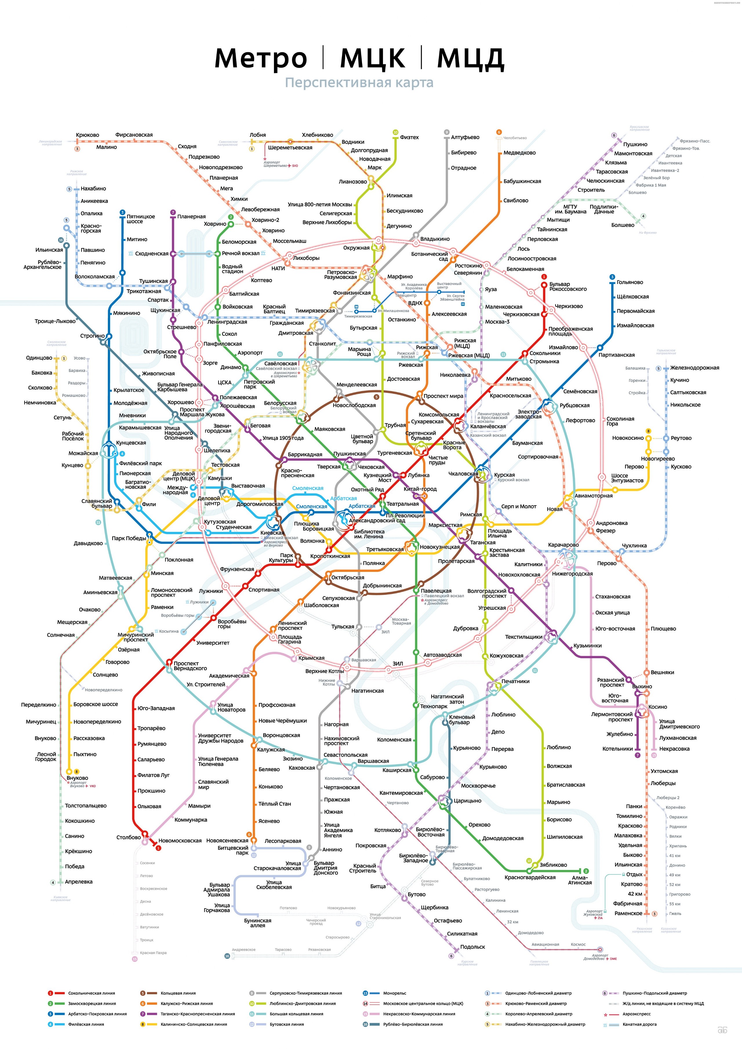 Карта МЦК, МЦД, московского метро