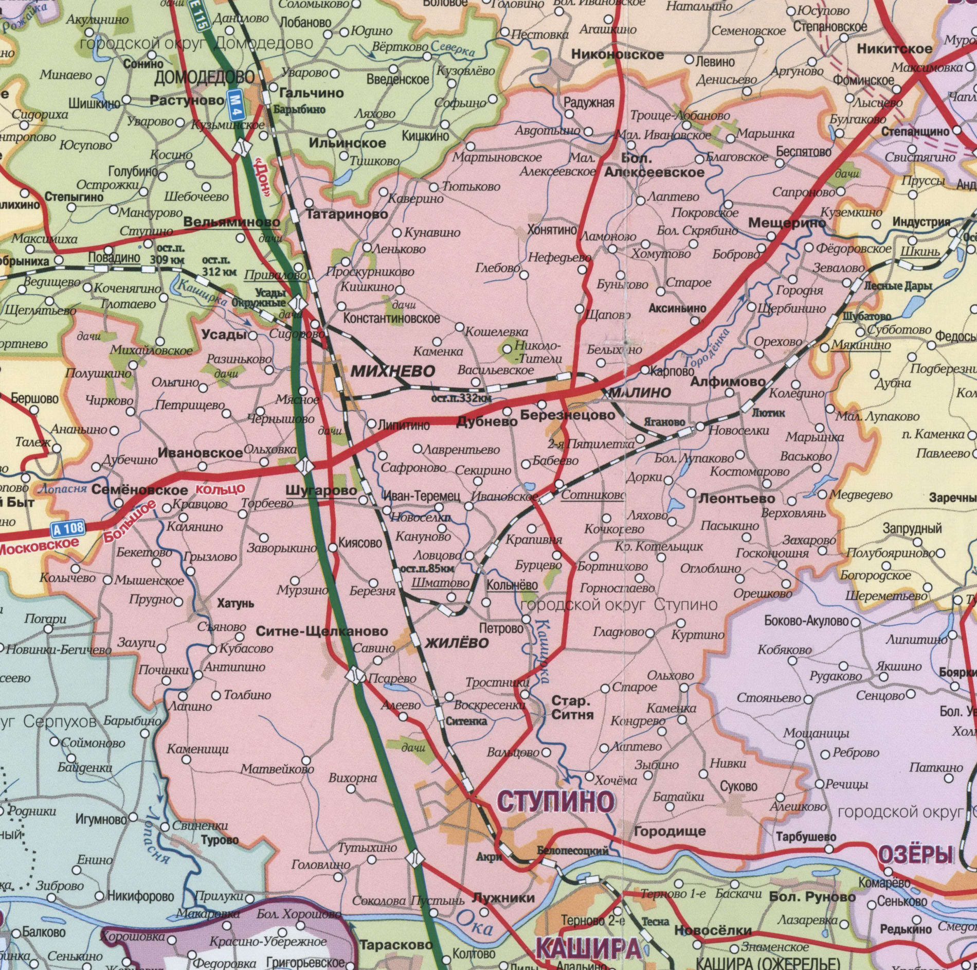 Ступино на карте Московской области - 2023