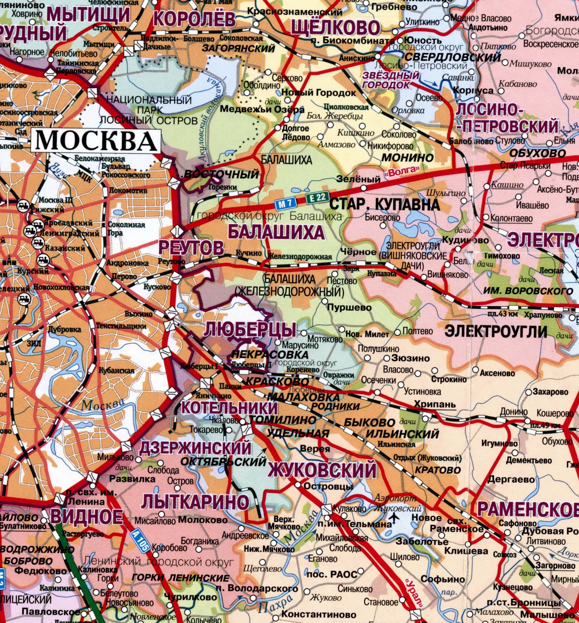 Город Видное на карте Московской области