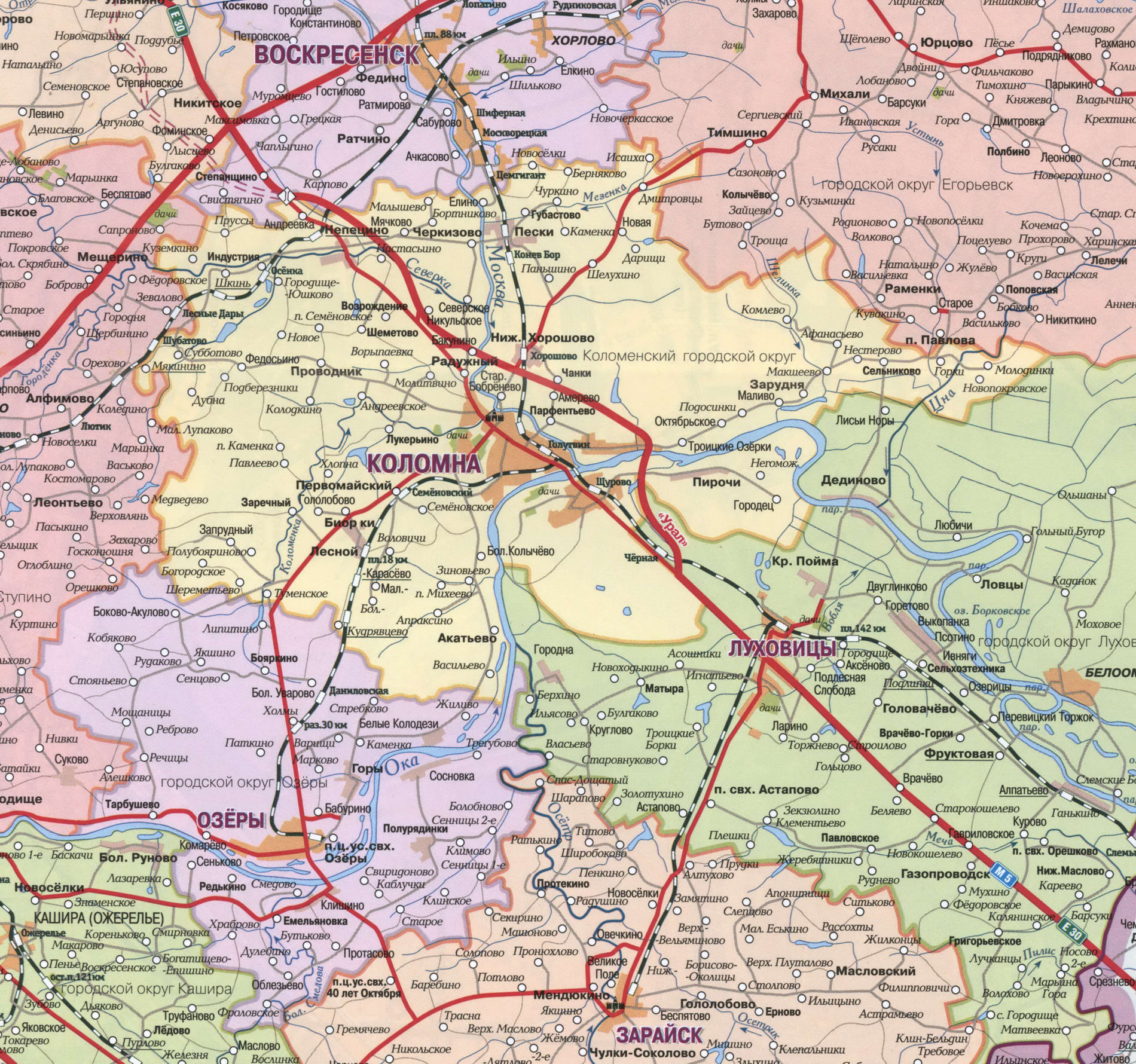 Коломна на карте Московской области - 2023