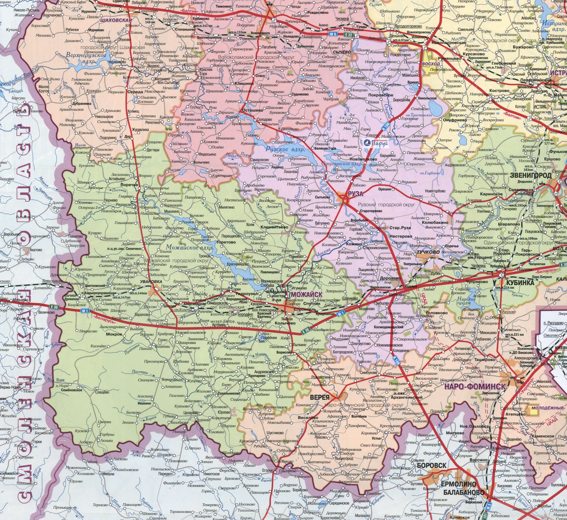 Карта можайского района московской области подробная с деревнями