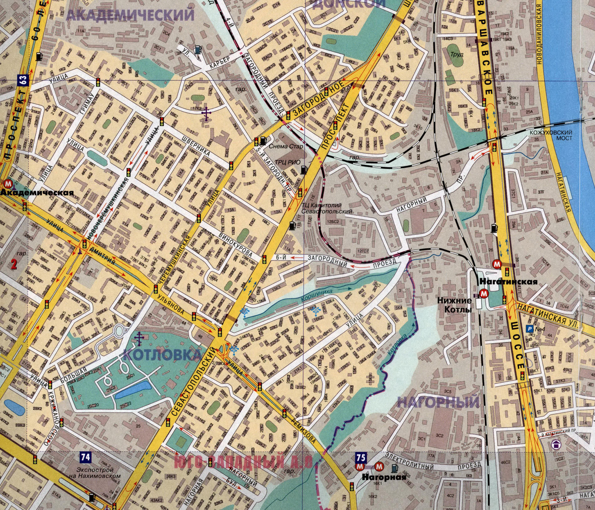 Котловка карта района, Москва