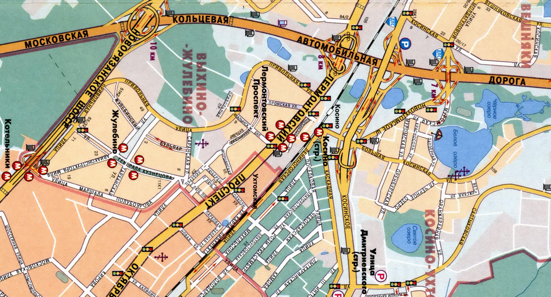 Карта развязок на 7,8,10 км МКАД