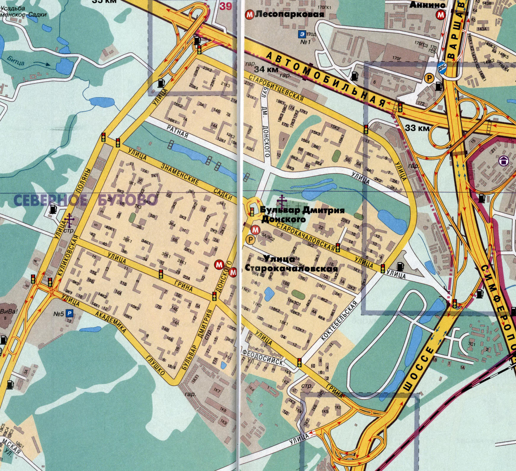 Северное Бутово карта района, Москва